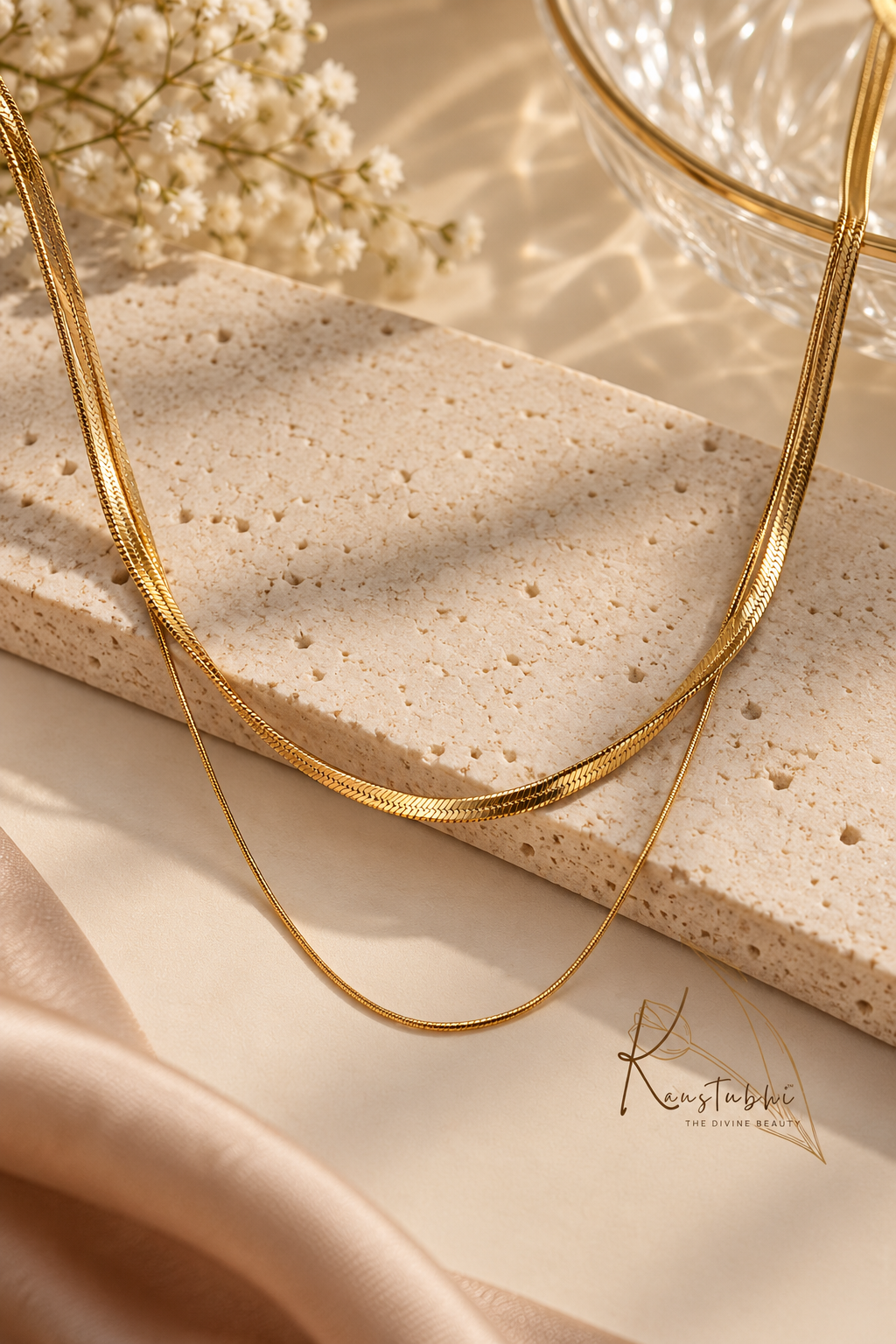 Golden Layered Necklace On Stone KF TCG 26102
